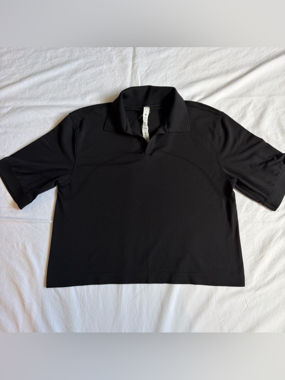Lululemon Black Cropped Polo Shirt Size 6 Athletic Minimalist Top